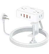 HOPOW Desk Clamp Power Strip, Desktop Mount Charging Station with 4 Outlets 4 USB Ports (2 USB C)...