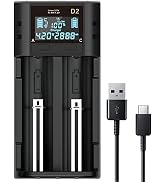 18650 Battery Charger, 2 Bay Battery Charger with Smart LCD Display Fast Charge for Rechargeable ...