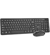 Wireless Keyboard and Mouse Combo - Rii Standard Office PC Keyboard and Optical Wireless Mice (Bl...