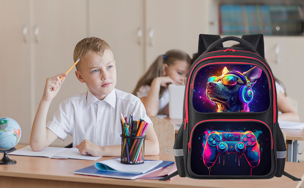 HiGaits Kids Backpack for School - 17 Inch 3D Reflective Cartoon Bookbag with Dual Zippers