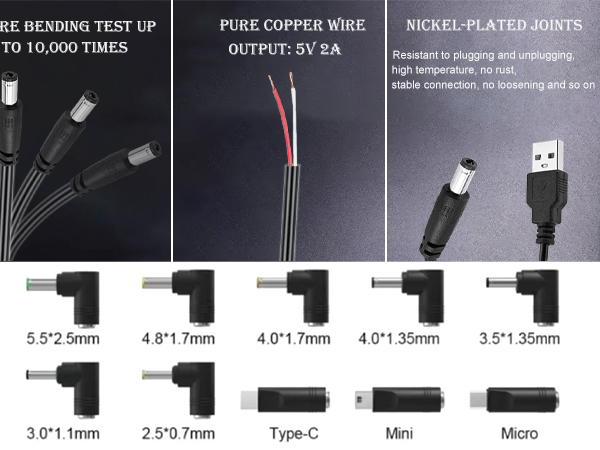 usb to dc power cable dc 5521 converter plugs dc power cord usb charger cable usb to dc power cord