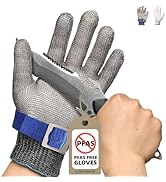Schwer SlicePro ANSI A9 Cut Resistant Glove PR1706, Stainless Steel Mesh Metal Glove, Food Grade ...