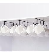 FOMANSH Mug Rack Under Cabinet - Coffee Cup Holder, 12 Mugs Hooks under shelf, Display Hanging Cu...