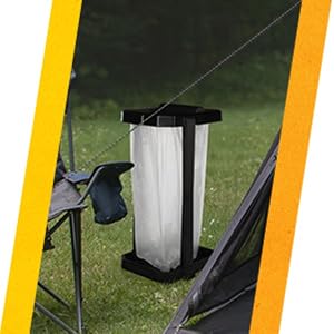 Image of rv camping essentials, camper accessories, party trash can pop up disposable.