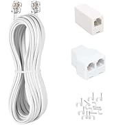 Long Telephone Extension Cord 50FT, White, Phone Cable Line Wire with Standard RJ11 Plug, 1 Phone...