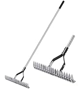 YEELOR Thatch Rake Landscaping Tools, 15 Inch Heavy Duty Garden Rake with Stainless Steel Handle,...