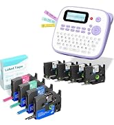 EazeID Label Maker Machine with Color Tapes 8PK Bundle 12mm 0.47 Laminated Tapes, Label Maker Wat...