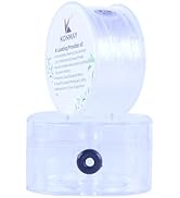KONMAY 1 Rolls 0.8mm Flat Stretchy Bracelet Strings with Organizing Case, 90 Yards White Crystal ...