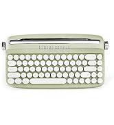 YUNZII Upgraded Wireless Keyboard, Retro Keyboard Typewriter Style with Integrated Stand, USB-C/B...