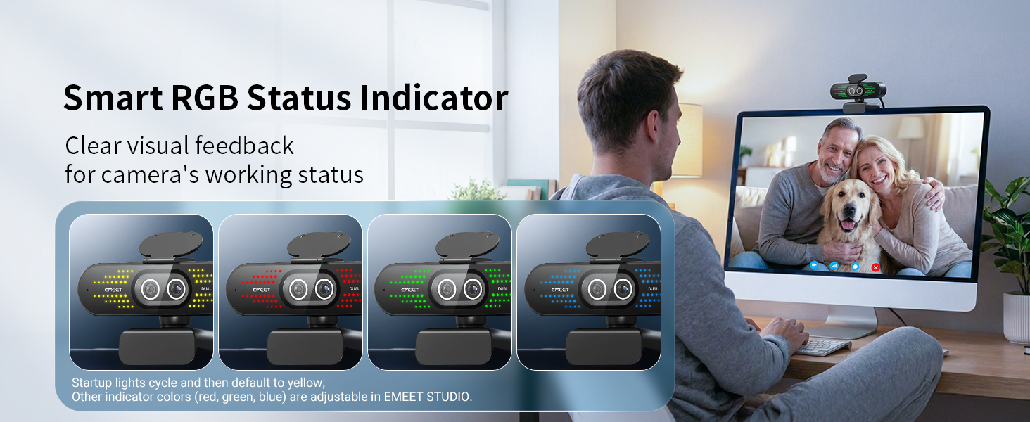 Professional RGB Status Lighting with Refined Design – The EMEET 4K webcam