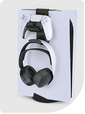 PS5 console hanger controller and headphones