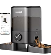 oneisall Cordless WiFi Automatic Cat Feeder for 2 Cats, Rechargeable 100-Day Battery Operated Aut...
