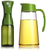 Mistifi Oil Sprayer 150ml & Oil Dispenser 600ml Set, Glass Olive Oil Sprayer with Drip-Free Oil P...