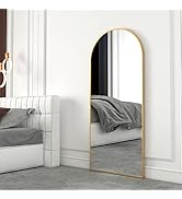 XKZG 65" x 22" Arched Full Length Mirror Floor Mirror with Aluminum Alloy Frame Full Body Mirror ...