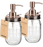 Amolliar Mason Jar Liquid Soap Dispenser, 16OZ Glass Countertop Lotion Dispenser Bottle, Farmhous...
