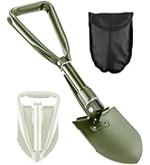 PLACHIDAY Digging Shovel, 18.5'' Lightweight Camping Shovel Portable High Carbon Steel Folding Mi...