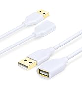 USB Extension Cable White, Costyle 2-Pack 2.0 6ft/2m USB Type A Male to A Female Extension Cord W...
