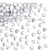 TOAOB 100pcs White Howlite Stone Beads 6mm Gemstone Round Spacer Loose Stone Beads for Jewelry Ma...