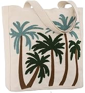 Perseverance Trade Ocean-Themed Embroidery Tote Bag for Women Summer Canvas Beach Bag Reusable Ba...
