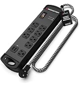 Monster Power Strip Surge Protector, 8 Outlets (1 Wide-Spaced), 2 USB-A Ports, 1960 Joules, 240V,...