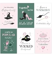 hvdler 24 Pack Witchy Valentines Day Cards for Girls Boys, 6 Designs Wicked Valentine’s Cards wit...