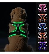 Joytale Light Up Dog Harness, No Pull Dog Harness USB Rechargeable for Night Walking with 3 Light...