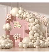 146pcs Sand White Balloons Garland Arch Kit, 18 12 10 5 Inch Different Size Pack Latex Party Ball...
