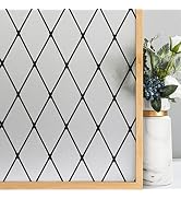 VELIMAX Frosted Black Lattice Window Film Static Cling Window Privacy Films Decorative Glass Viny...