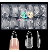 UNA GELLA 600Pcs Medium Stiletto Gel Nail Tips, Pre Etched Medium Stiletto Press on Nails & Sharp...