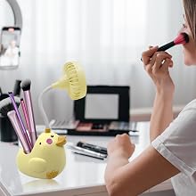 ennotek cute animal usb c table fan desk accessory quiet small cooling fan