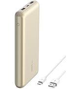 Belkin Power Bank, BoostCharge USB-C Portable Charger 20k w/ 1 USB-C Port and 2 USB-A Ports with ...