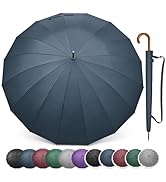 G4Free 54 Inch Large Windproof Umbrella for 2 Persons, 16 Ribs Auto Open Classic Wooden J Handle ...