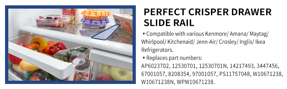 Compatible with Kenmore Amana Maytag Whirlpool Kitchenaid Jenn-Air Crosley Inglis Ikea Refrigerator