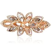 Sankuwen Floral Rhinestone Hairpin Luxury Crystal Flower Hair Barrette Clip (Champagne)