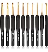 Coopay Black Gold Crochet Hooks Needles for Arthritic Hands, 2.0-6.0mm Crochet Hook Set Ergonomic...