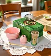 pink matcha tea set whisk and bowl bamboo ceramic matcha powder gift green white blue