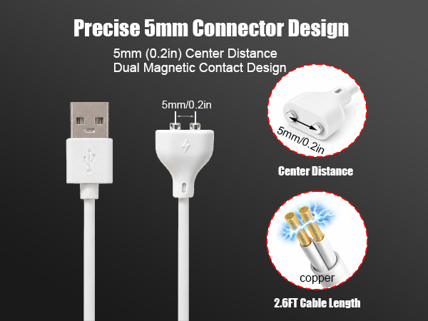 5mm magnetic charging cable,5mm charger cable,2 pin magnetic charger,dual pin charger cable,5MM