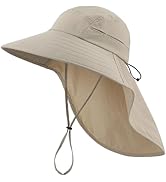 Home Prefer UPF 80+ Sun Hat for Men Women Wide Brim Sun Hat with Neck Flap Summer Safari UV Prote...