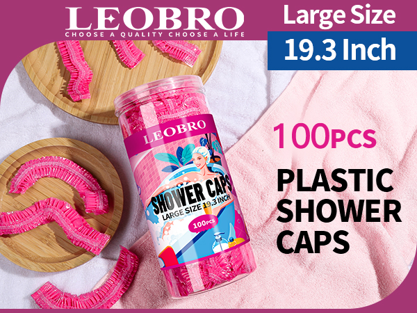 100PCS Large Disposable Shower Caps(Pink )