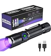 DARKDAWN UV Flashlight 395nm Black Light Mini USB Rechargeable Ultraviolet LED Blacklight Woods L...