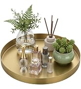 Segbeauty 11.8”Large Round Golden Serving Tray, Metal Bathroom Display Tray | 430 Stainless Steel...