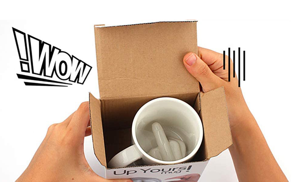 middle finger coffee cup