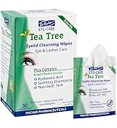 Dr. Fischer Tea Tree Oil Eye Wipes - Eyelid Wipes for Sensitive Eyes with Hyaluronic Acid and Cha...