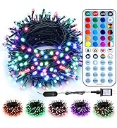 BrizLabs Orange Purple Halloween Lights, 33FT 100 LED RGB Color Changing String Lights with Remot...