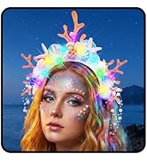 JEAIRTS Light Up Mermaid Headband Glow Shell Hair Band Led Pearl Starfish Costume Hair Accessorie...