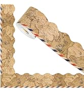 FYSUIMU 65.6 Ft Vintage Travel The Map Bulletin Board Border Retro Explore World Scalloped Die Cu...