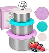 kinsho Stainless Steel Snack Boxes with Silicone Lids for Kids, Lunch Box Containers for Girls To...