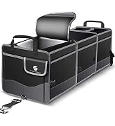 Trunk Organizer with Cooler, Collapsible Trunk Storage Container with Non Slip Bottom Strips, Lar...