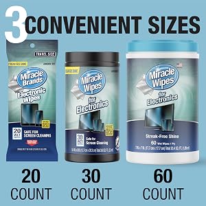 Miracle Brands Electronic Wipes 20 Count, 30 Count, 60 Count
