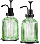 SheeChung Green Glass Soap Dispenser, 12 Oz Liquid Hand Soap Dispenser with Pump, Refillable Loti...